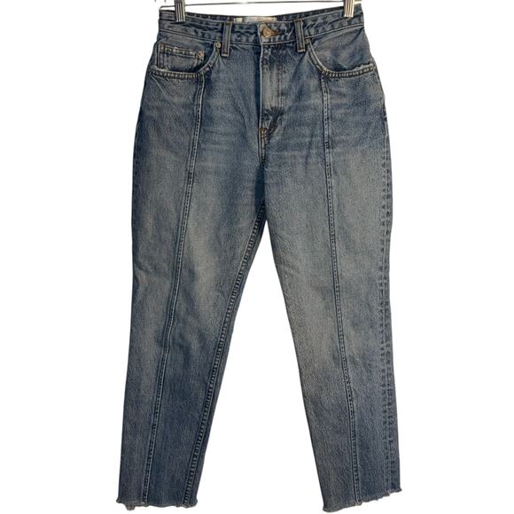 Reformation Seamed Jean Celtic Wash Size 27 High Rise Raw Hem - Picture 2 of 9